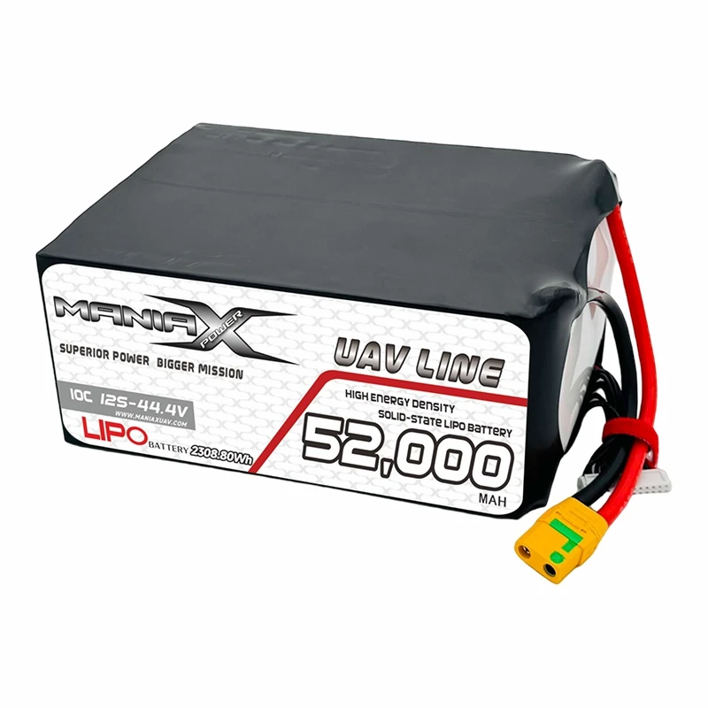 ManiaX Solid-Pin Lipo 12S-44.4V 52.000mAH 10C cho máy bay không người lái và máy bay không người lái