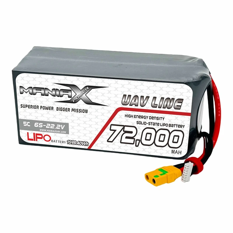400Wh/Kg Chất rắn-State Lipo 6S-22.2V 72.000mAh 5C Drone/ UAV/eVTOL/Pin nhiều cánh quạt